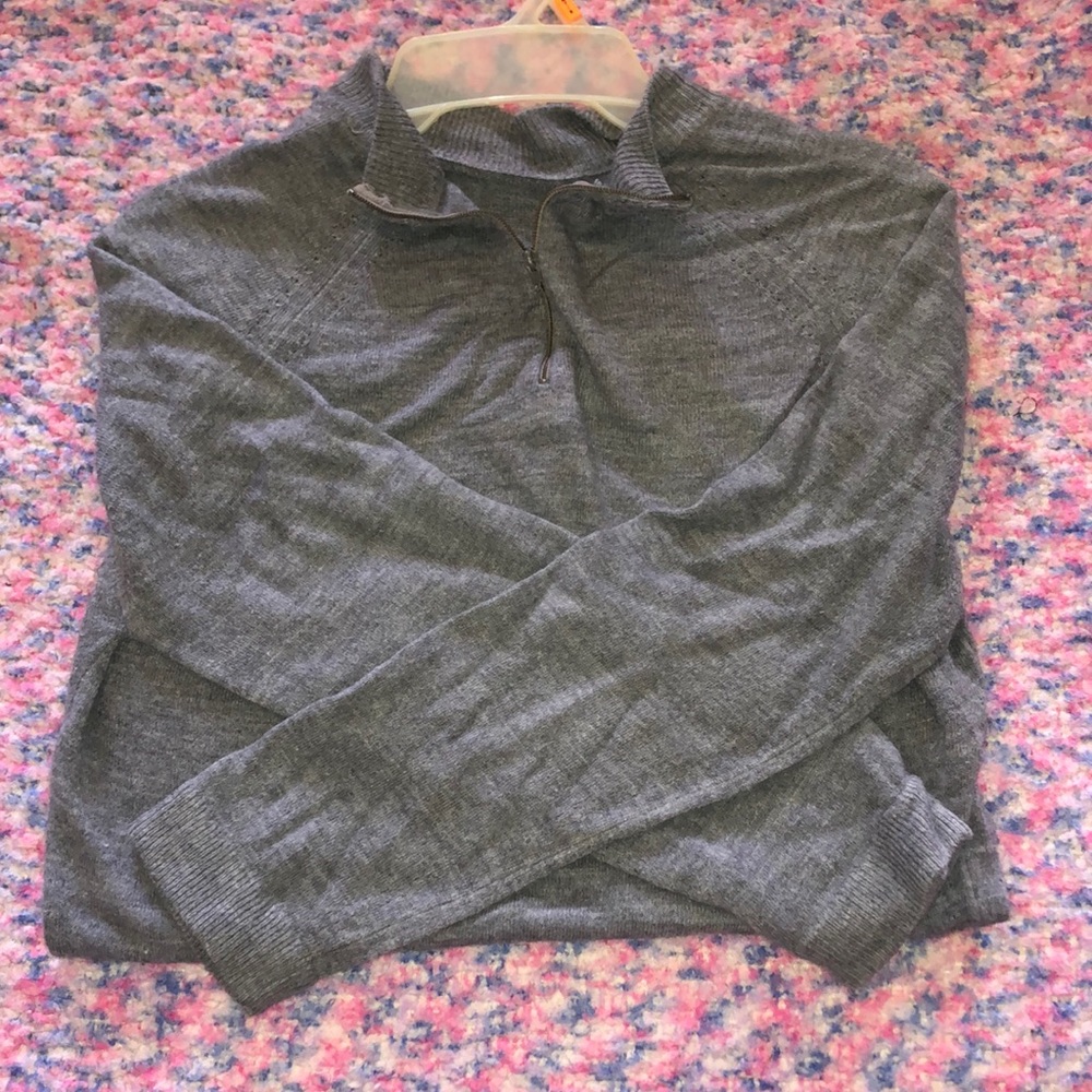 M grey front neck zip sweater